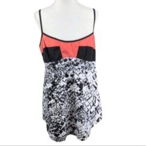 Guess  Black Orange Print Camisole Tank Top Large